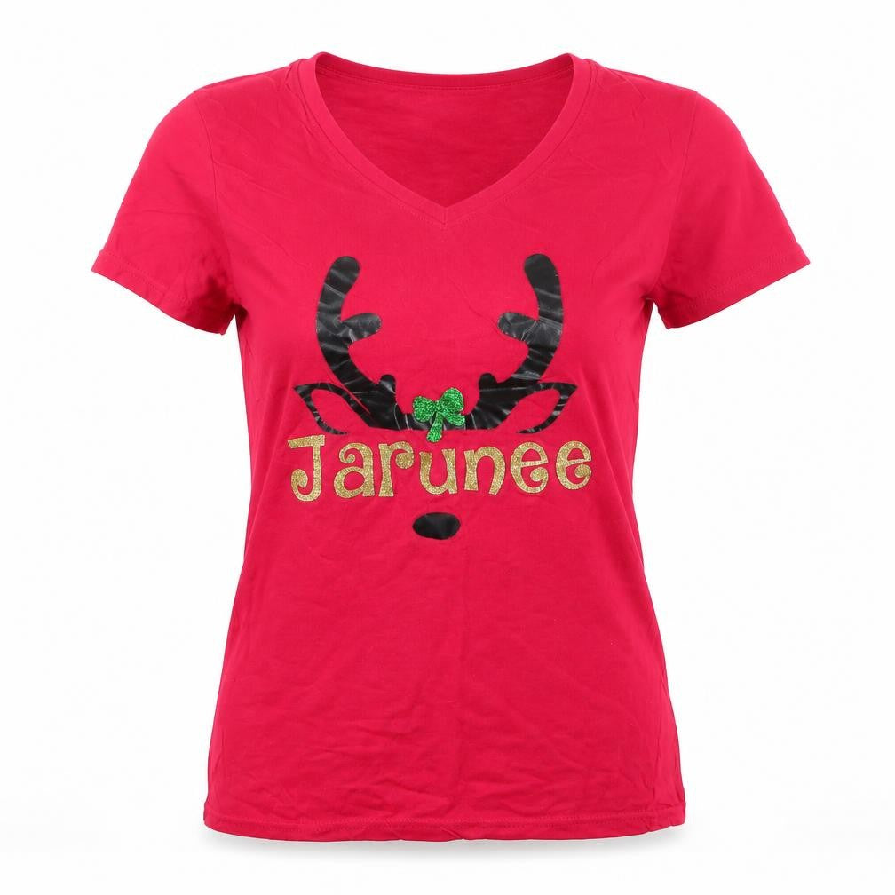 Front view of Porter craft & Design women’s red basic t-shirt, size S, - jarunee