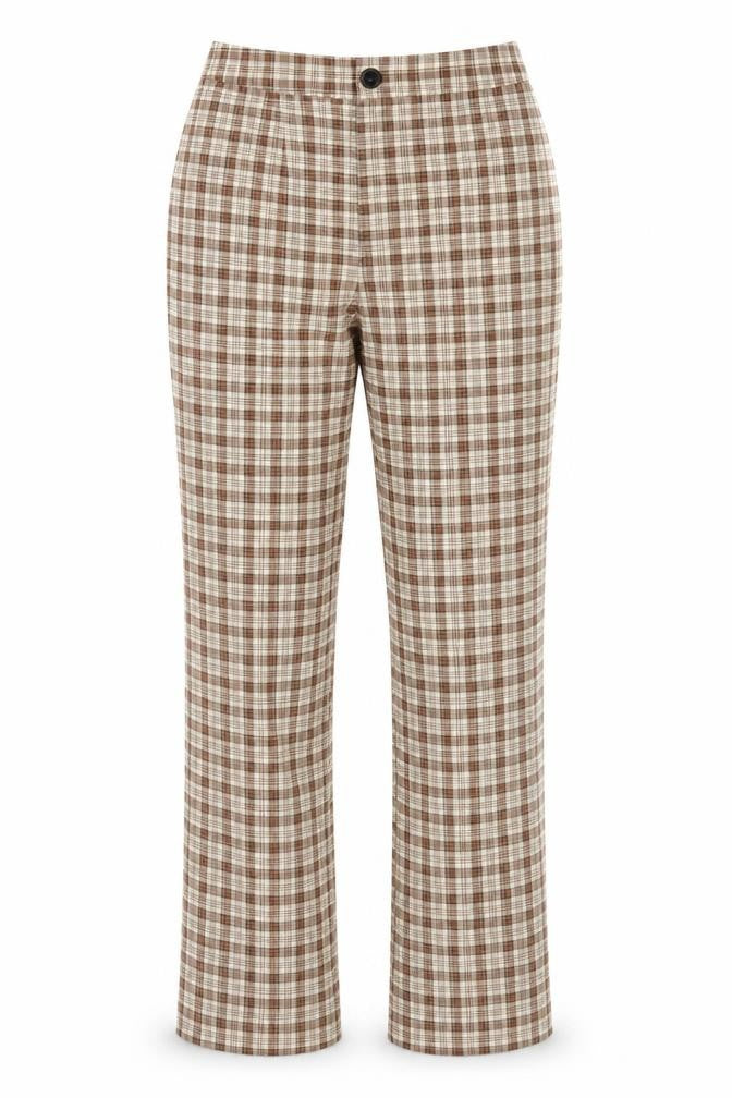 SheIn Womens Beige Check Rayon Trousers  Size XS L29 in