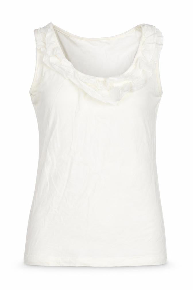 Front view of Gap women’s white basic tank, size XS