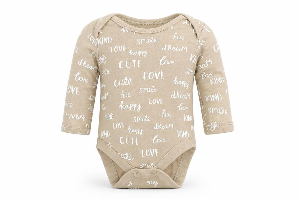 George Baby Brown   Babygrow One-Piece Size 0-3 Months  - Cute Love Smile