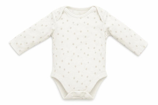 Front view of George Baby Ivory Polka Dot Babygrow One-Piece, size 0-3, Months