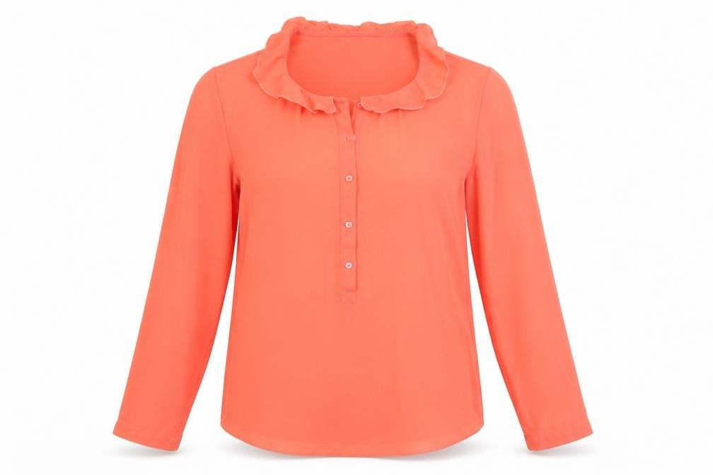Front view of United Colors of Benetton women’s orange basic blouse, size S