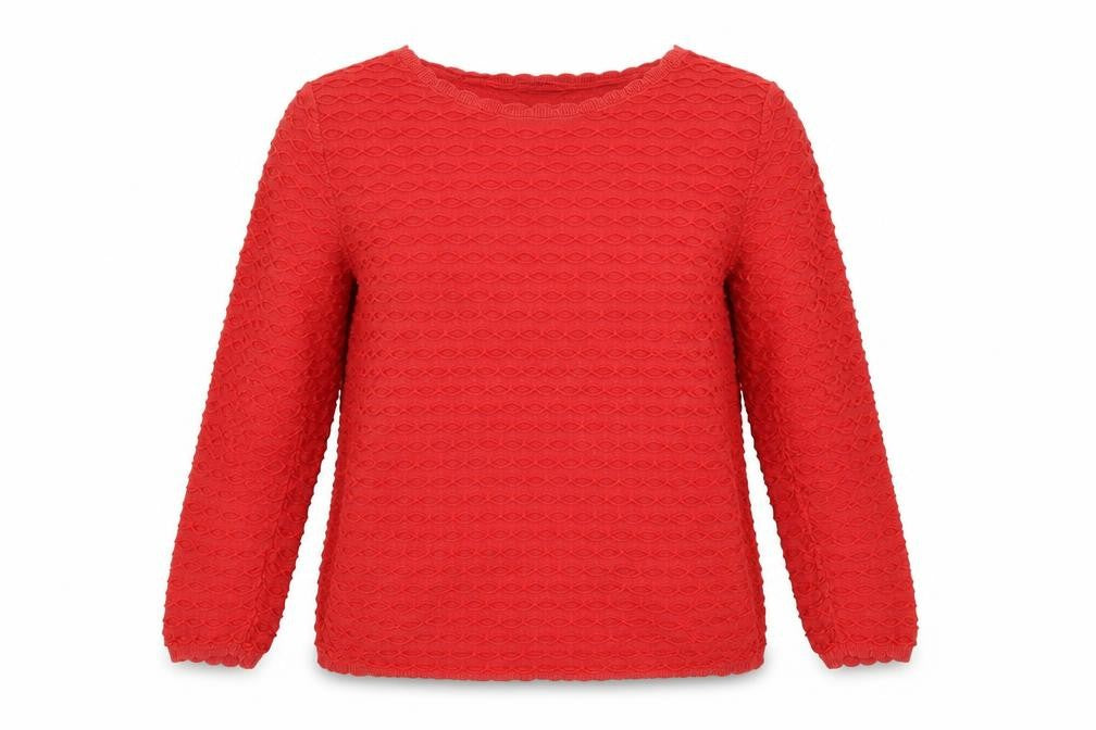 Front view of Tu women’s red jumper, size UK 8