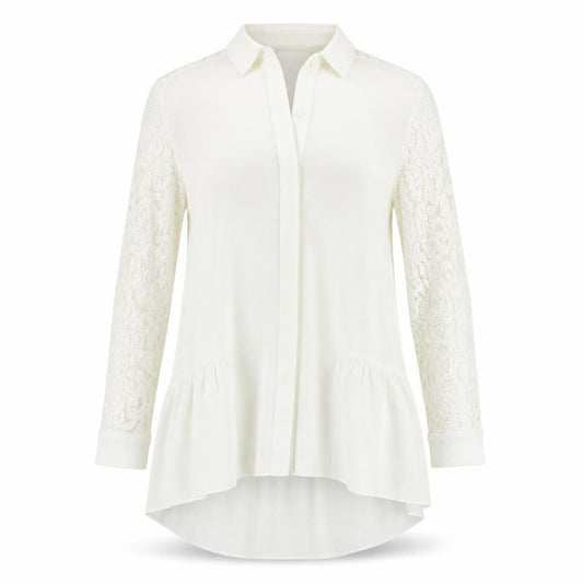 Front view of Primark women’s white tunic button-up, size UK 10