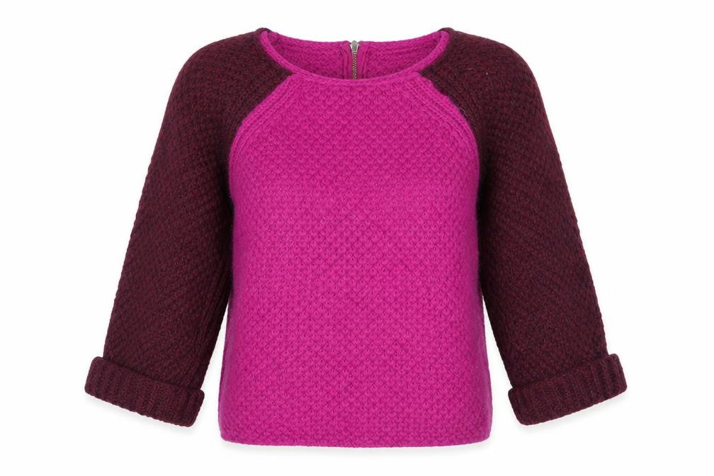 Front view of River Island women’s purple jumper, size UK 8