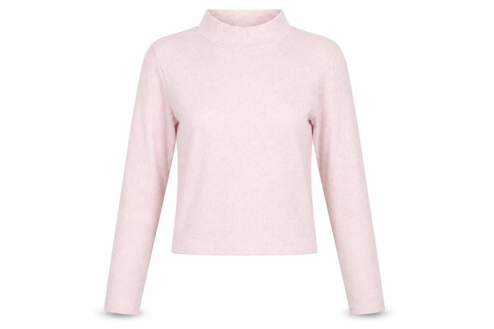 Front view of Graffic women’s pink jumper, size M