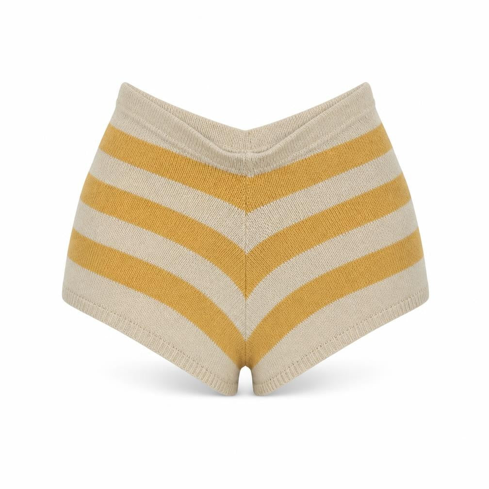 Nasty Gal Womens Beige Striped  Bermuda Shorts Size S