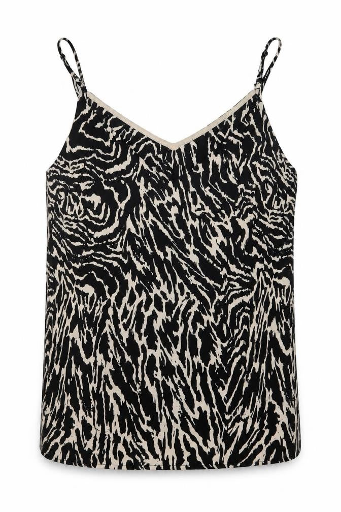 Front view of Oasis women’s beige animal print basic tank, size UK 8