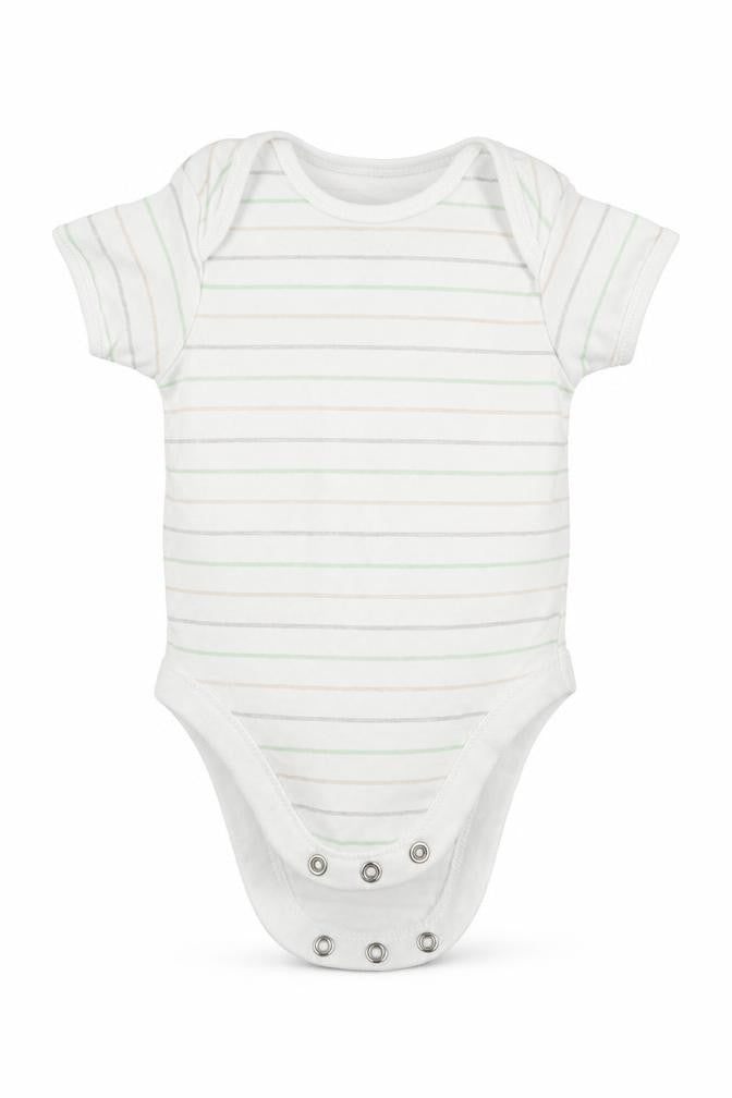 Front view of George boys’ multicoloured striped leotard one-piece, size 3-6, months