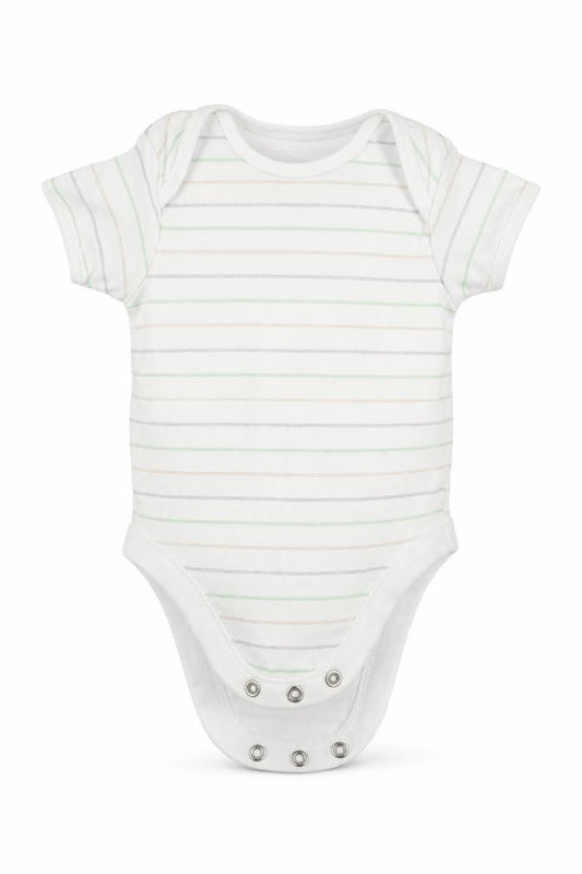 Front view of George boys’ multicoloured striped leotard one-piece, size 3-6, months