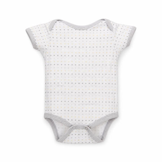 Front view of Kyle & Deena boys’ white polka dot leotard one-piece, size 3-6, months