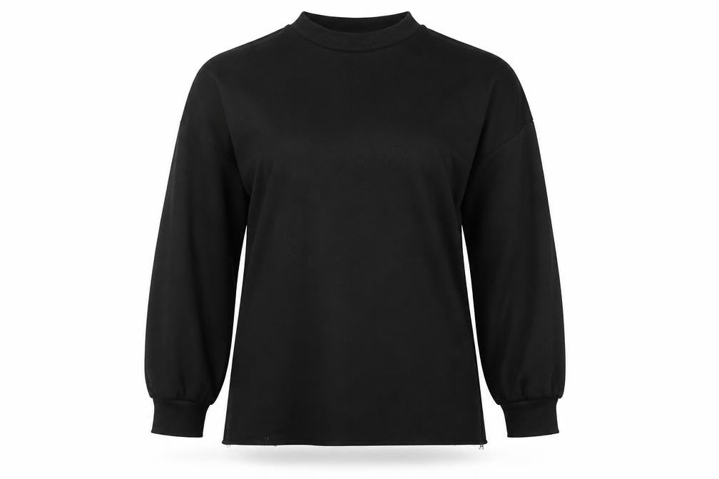 Front view of Boohoo women’s black jumper, size UK 14