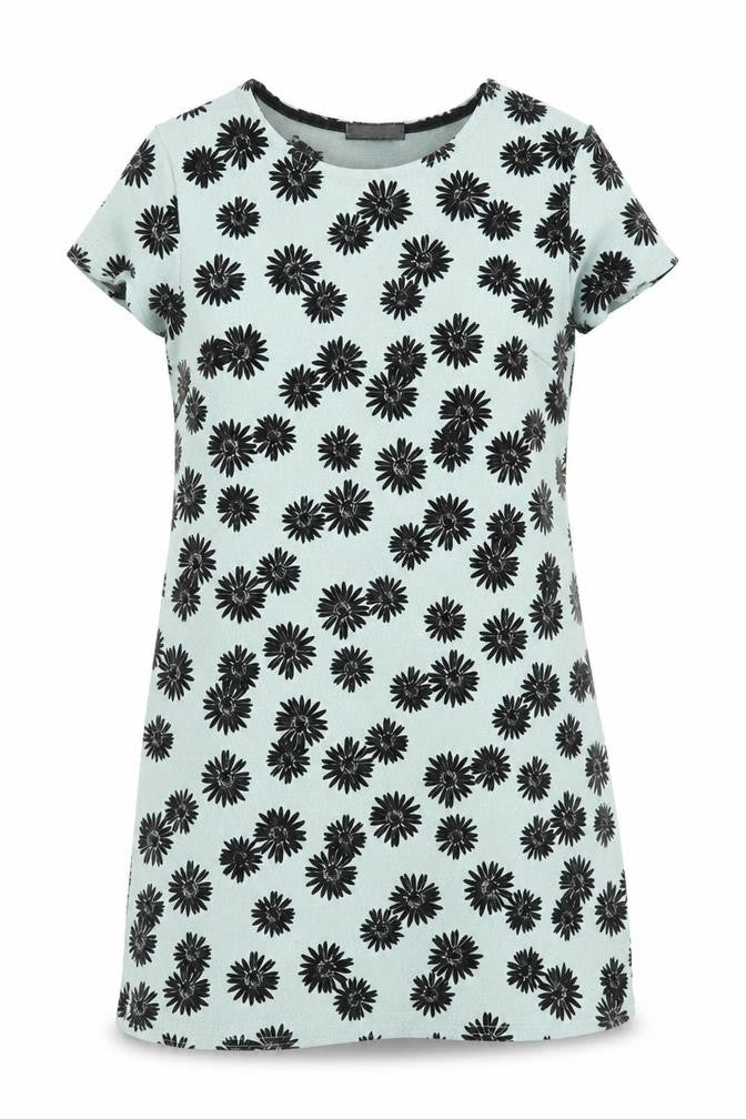 Select Womens Green Floral  A-Line  Size 12  - Black Flower Print