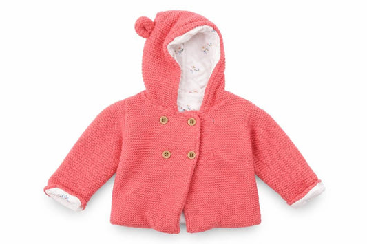 Front view of Marks & Spencer girls’ pink jacket, size 3-6, months