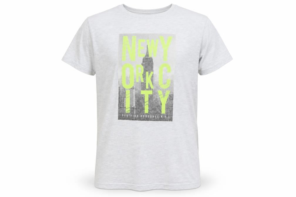 Front view of Primark boys’ grey basic t-shirt, size 11-12, years