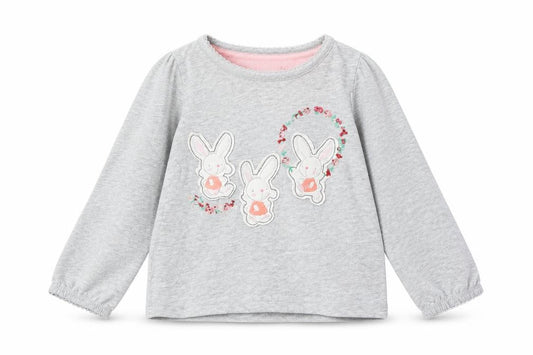 Front view of Mothercare Baby Grey Solid Pyjama Top, size 12-18, Months - Bunny