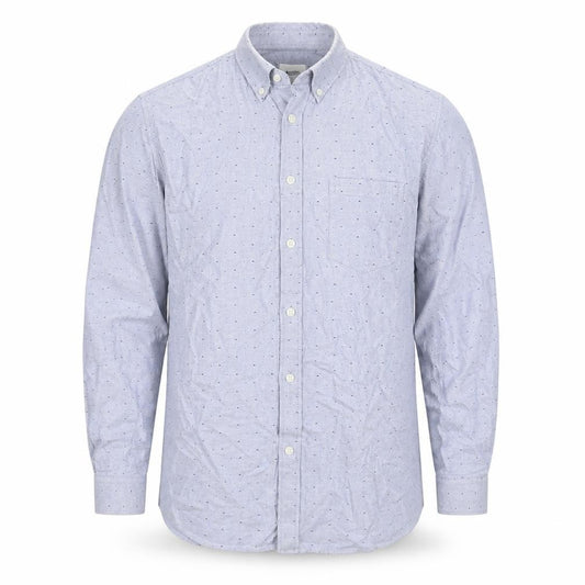 Front view of Burton men’s blue button-up, size M