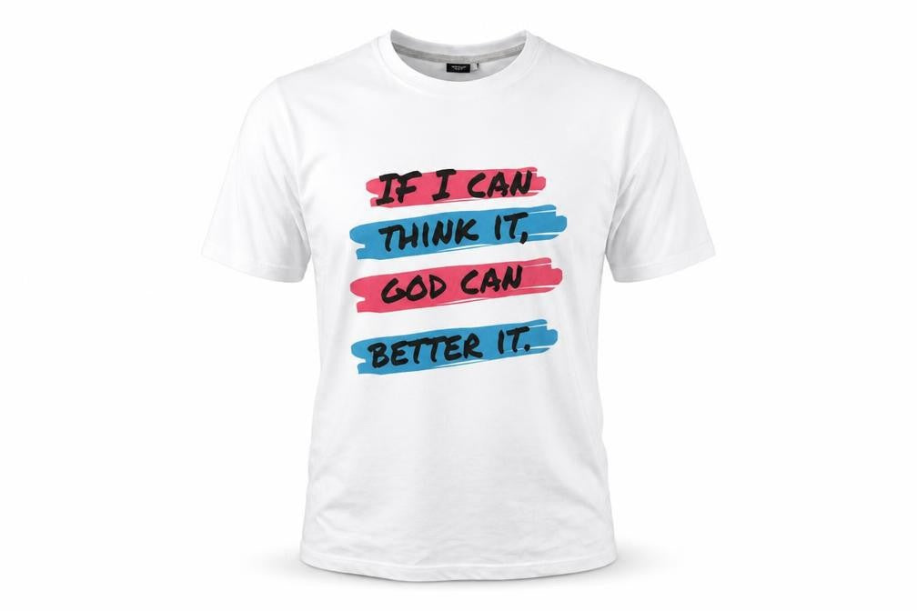 Front view of PREMIUM men’s multicoloured geometric t-shirt, size L