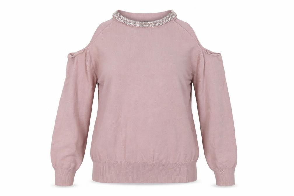 Front view of Primark women’s pink pullover sweatshirt, size UK 8