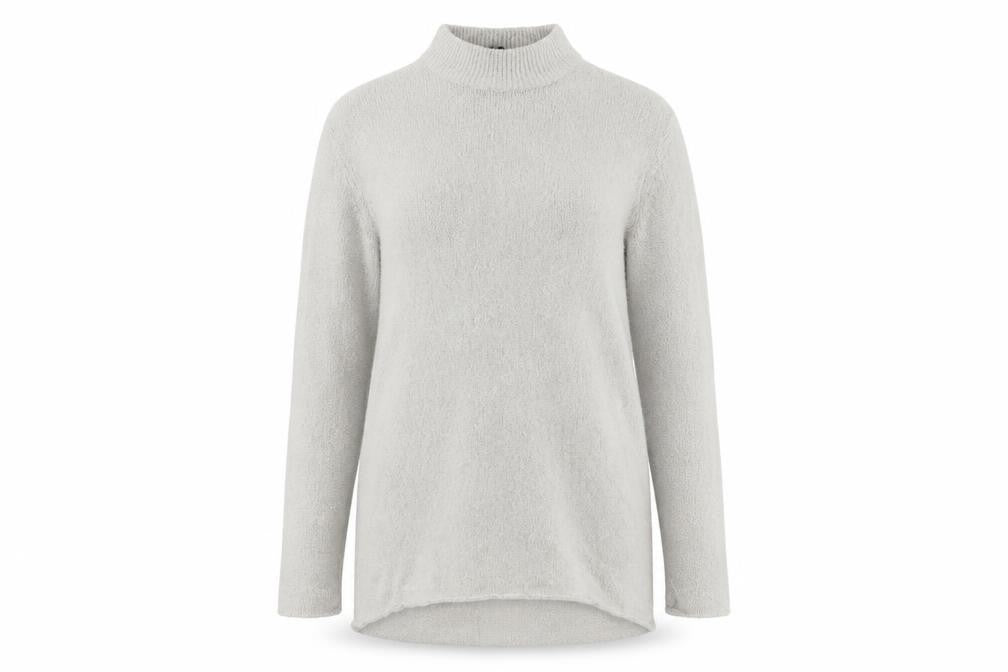 Front view of H&M women’s beige pullover sweatshirt, size M