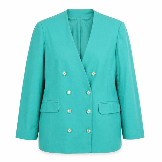 Front view of Compliments women’s green jacket suit, size UK 16