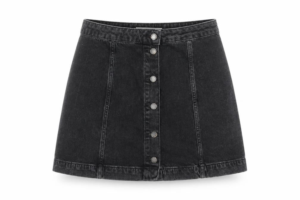 Topshop Womens Grey  Denim A-Line Skirt Size 30 in