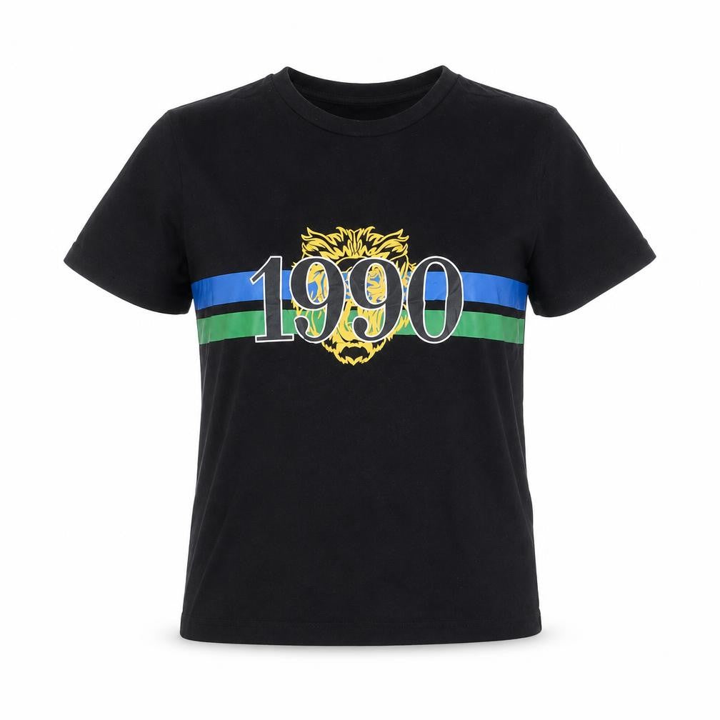 Front view of Divided by H&M women’s black basic t-shirt, size S, - 1990