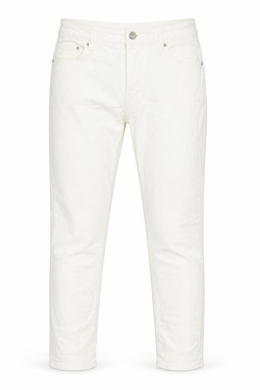 Front view of H&M women’s white denim skinny jeans, size UK 10, 26-inch leg