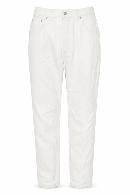Front view of Jacky-O women’s white denim mom jeans, size UK 28, in, 28-inch leg