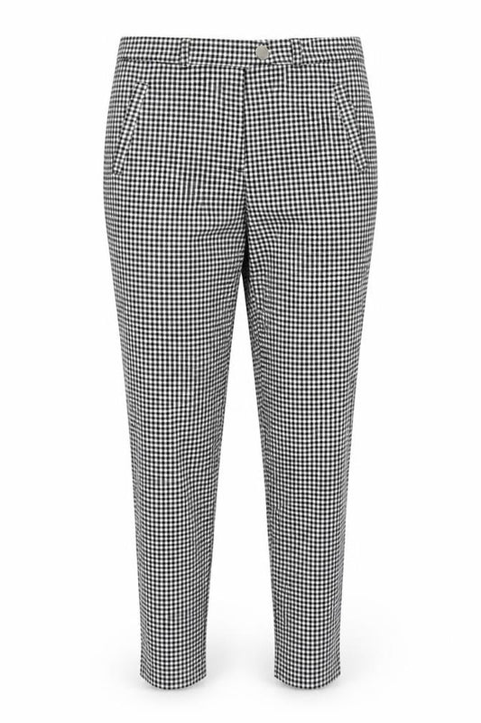 Front view of F&F women’s black check trousers, size UK 10, 26-inch leg