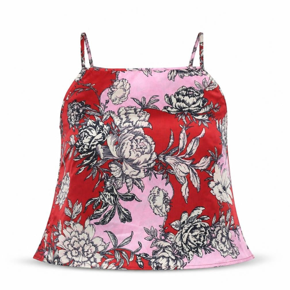 ASOS  Womens Red Floral  Cropped T-Shirt Size 10
