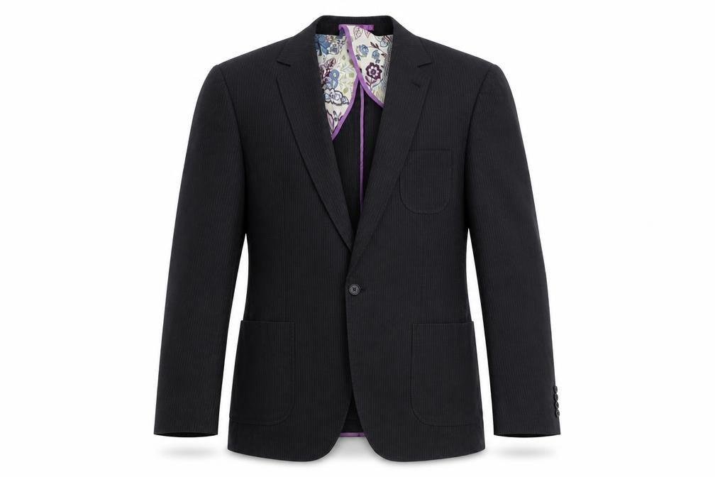 Front view of Next men’s grey striped jacket blazer, size 42