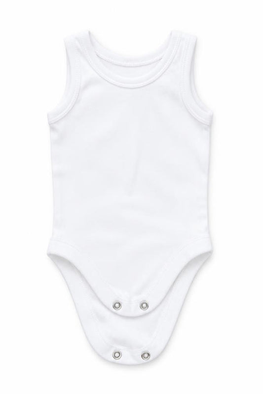 Front view of Nutmeg girls’ white babygrow one-piece size newborn - tiny baby