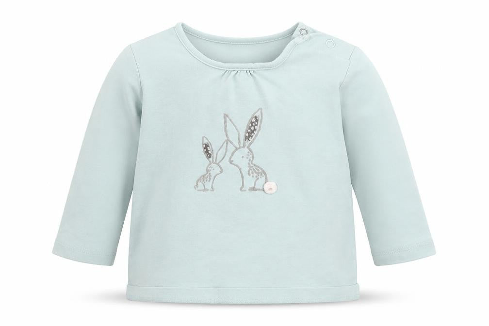 Front view of Next girls’ green basic t-shirt, size 3-6, months