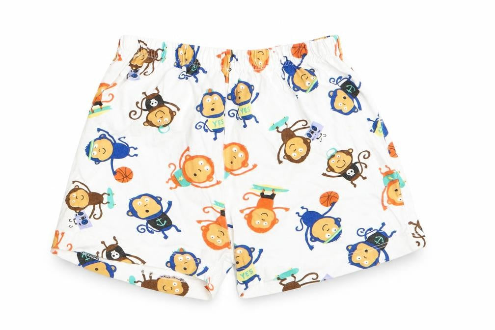 Primark Boys Ivory Animal Print   Sleep Shorts Size 3-4 Years  - Monkey Print