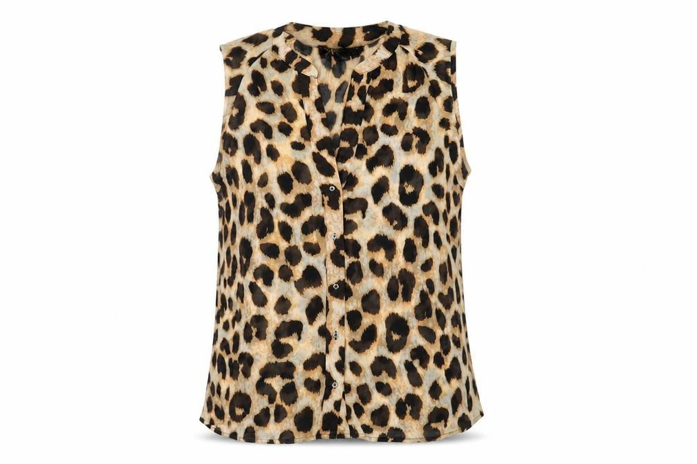 Lipsy Womens Brown Animal Print  Basic Button-Up Size 10