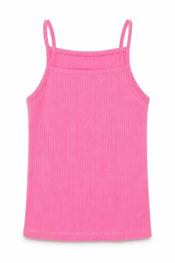 Front view of F&F girls’ pink basic tank, size 8-9, years