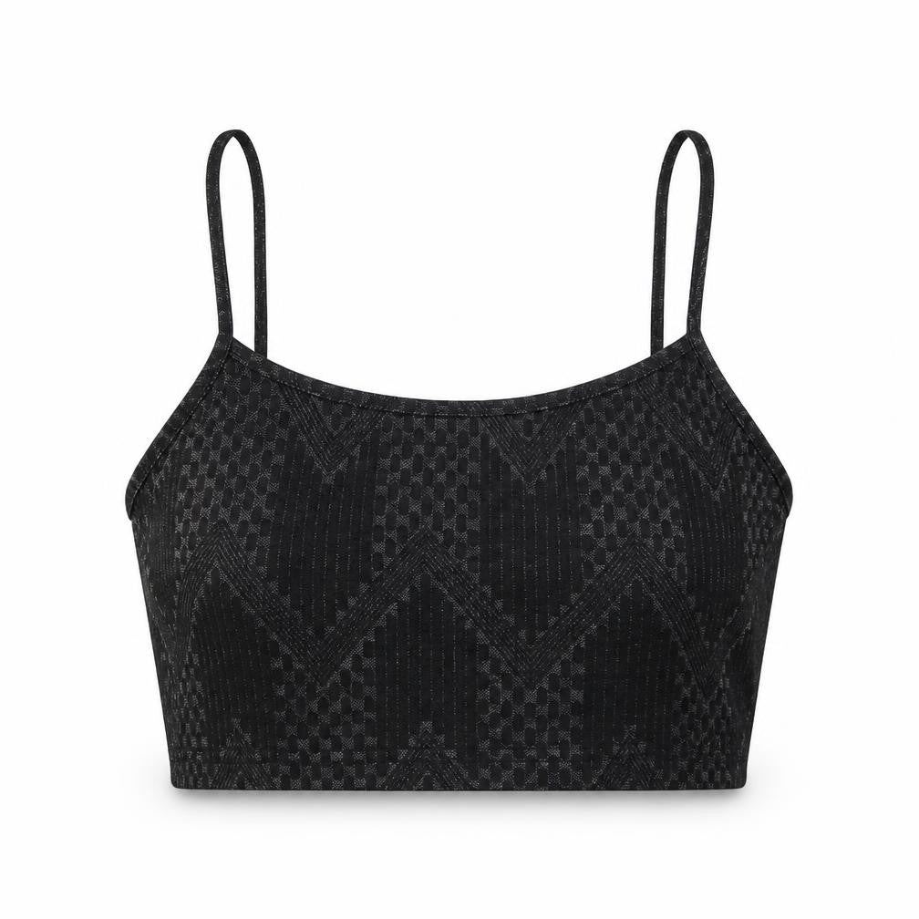Front view of SHEIN women’s black cropped tank, size M