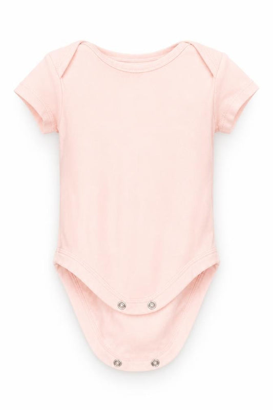Front view of George girls’ pink babygrow one-piece, size 0-3, months