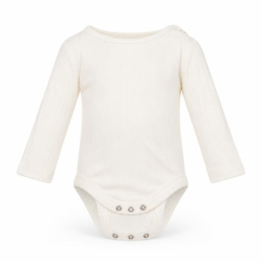 Front view of F&F girls’ white babygrow one-piece, size 0-3, months