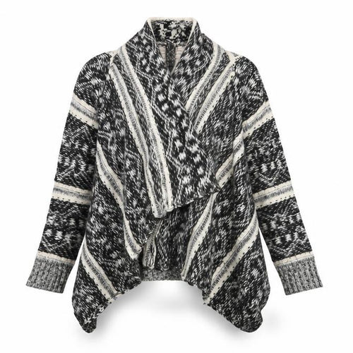 Cotton On Womens Black Argyle/Diamond Knit Wrap Jumper Size S
