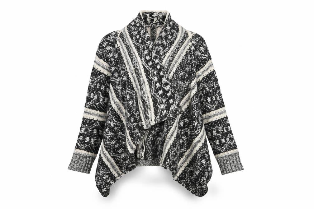 Cotton On Womens Black Argyle/Diamond Knit Wrap Jumper Size S