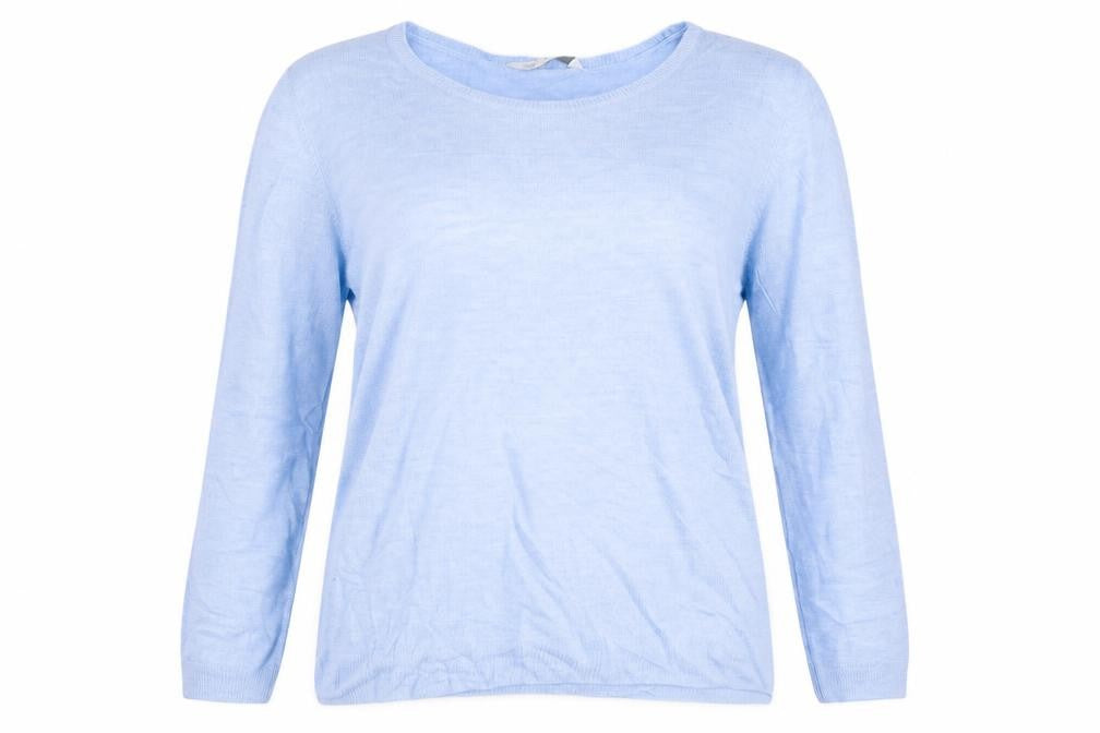 Front view of BHS women’s blue knit jumper, size UK 14