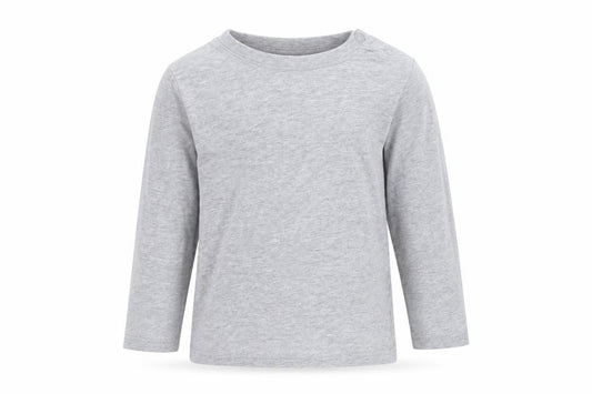 Front view of Lulipu Baby Grey Basic T-Shirt, size 12, Months