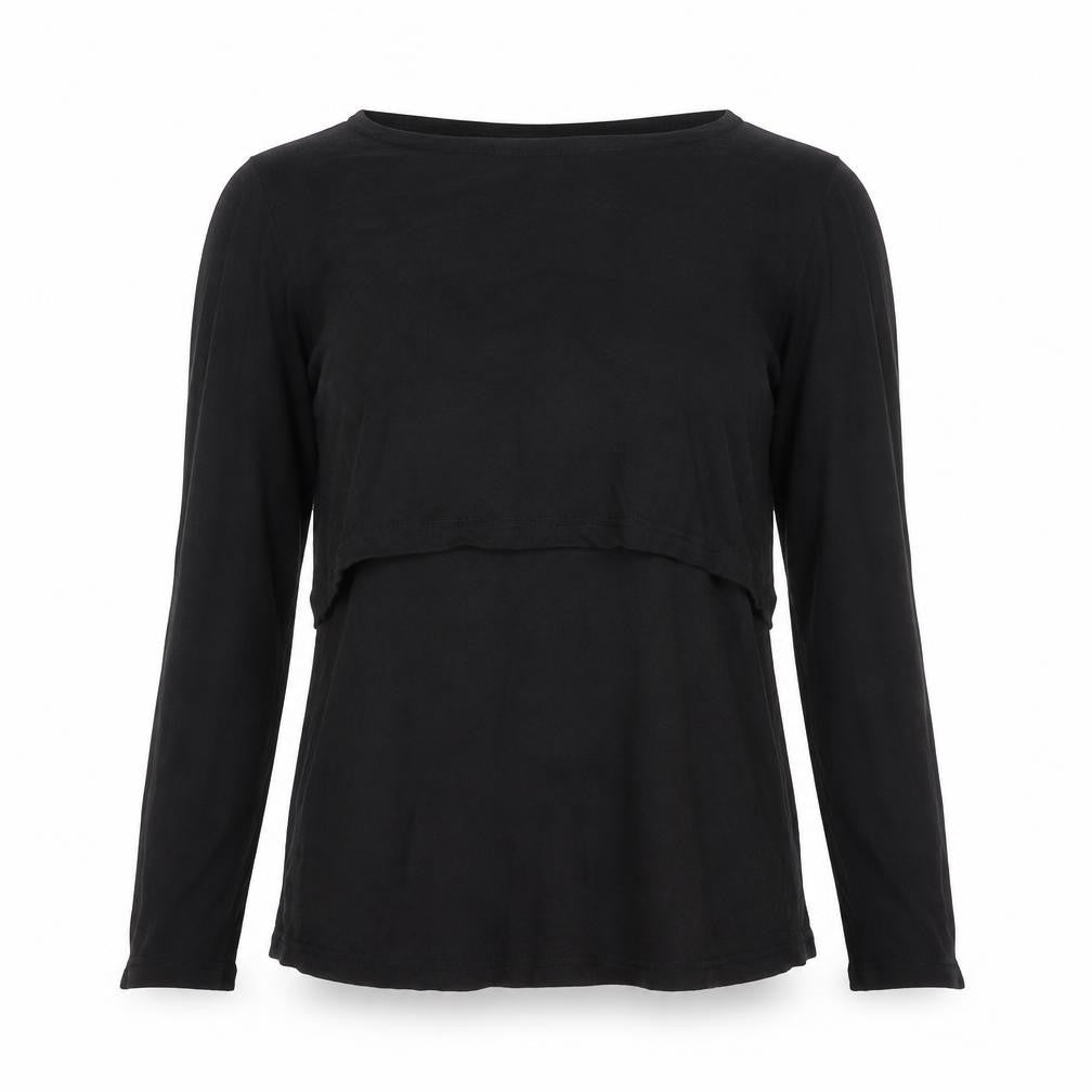 Front view of Small show women’s black basic t-shirt, size S