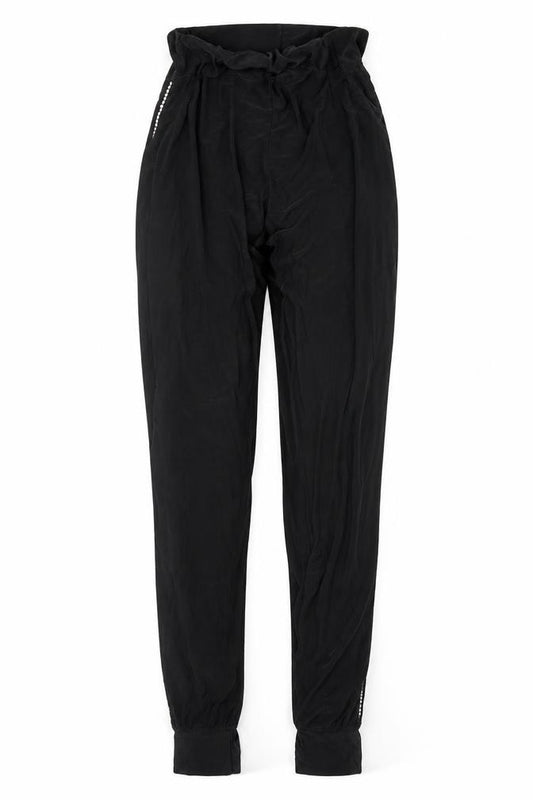 Front view of PRETTYLITTLETHING women’s black trousers, size UK 8, 28-inch leg