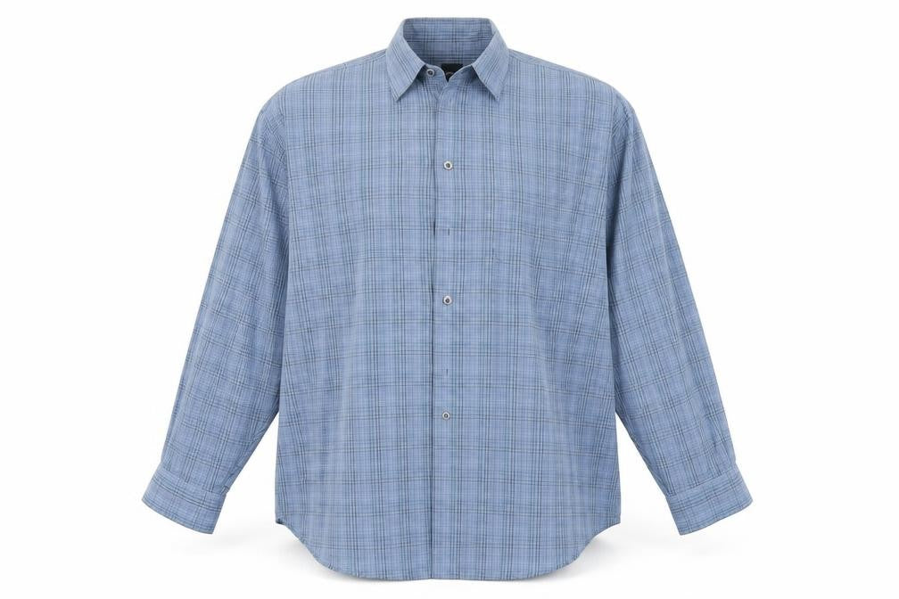 Slates Mens Blue Plaid   Button-Up Size L