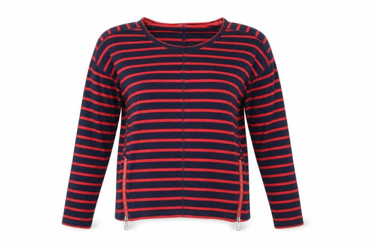 Front view of Marks & Spencer women’s multicoloured striped jumper, size UK 12