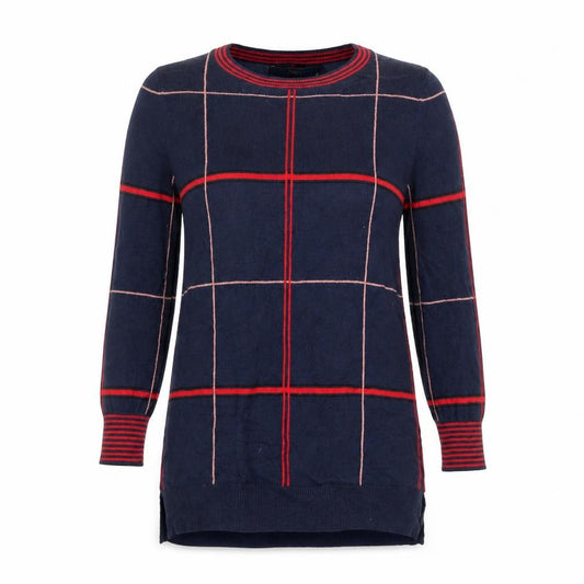 Front view of Next women’s multicoloured check jumper, size UK 8
