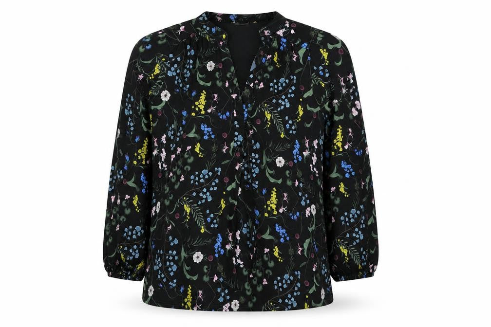 H&M Womens Black Floral  Basic Blouse Size S